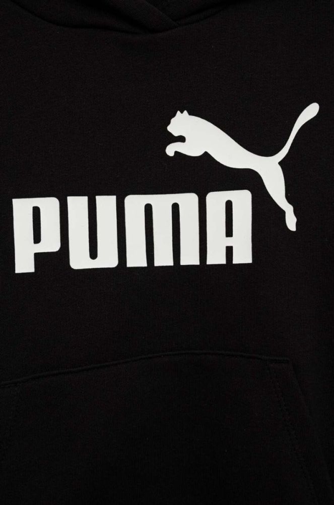 Дитяча кофта Puma ESS Logo Hoodie TR G колір чорний з капюшоном з принтом фото 3