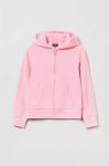 Дитяча бавовняна кофта OVS колір рожевий з капюшоном однотонна (3043107)