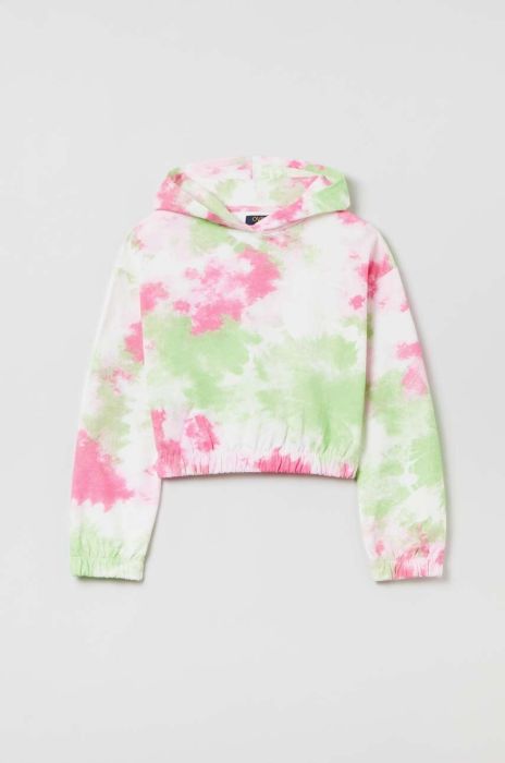 Дитяча бавовняна кофта OVS з капюшоном візерунок колір барвистий