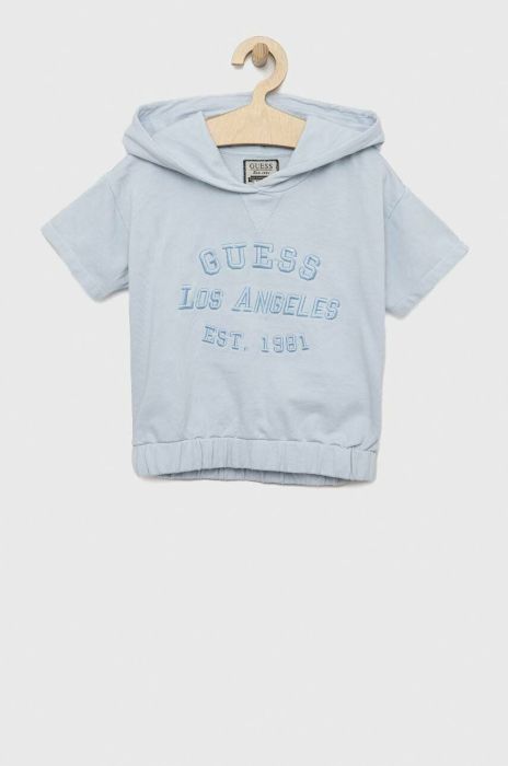 Дитяча бавовняна футболка Guess колір блакитний (3030552)