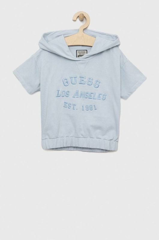 Дитяча бавовняна футболка Guess колір блакитний (3030552)