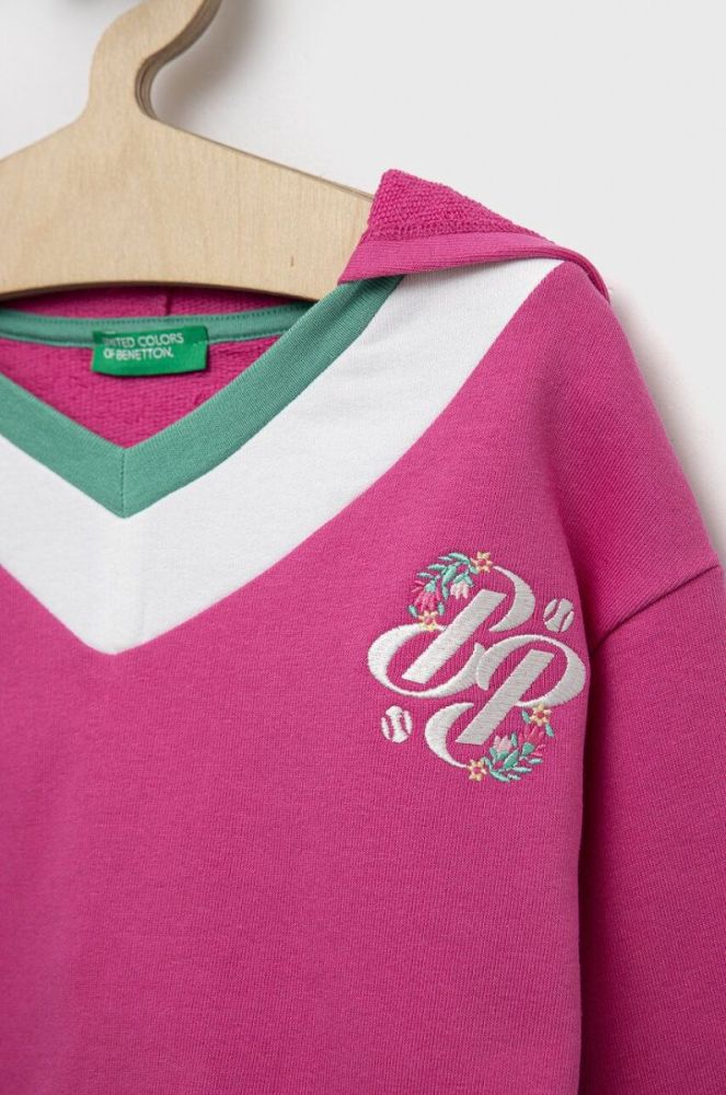 Кофта United Colors of Benetton колір рожевий з капюшоном візерунок фото 3