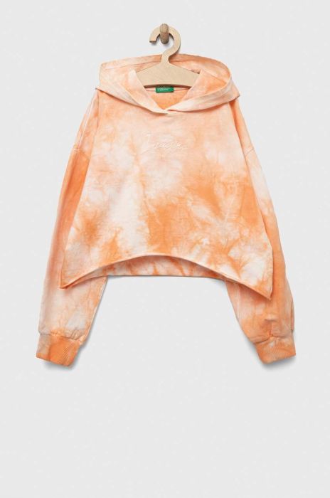 Дитяча кофта United Colors of Benetton колір помаранчевий з капюшоном візерунок (3233224)