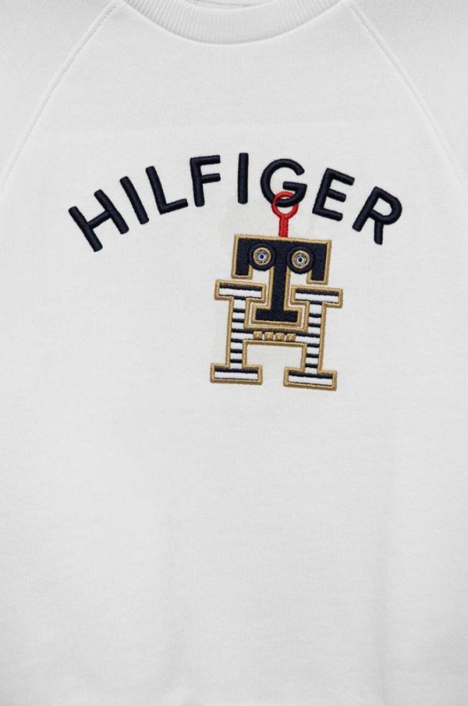 Дитяча бавовняна кофта Tommy Hilfiger колір білий з аплікацією фото 3