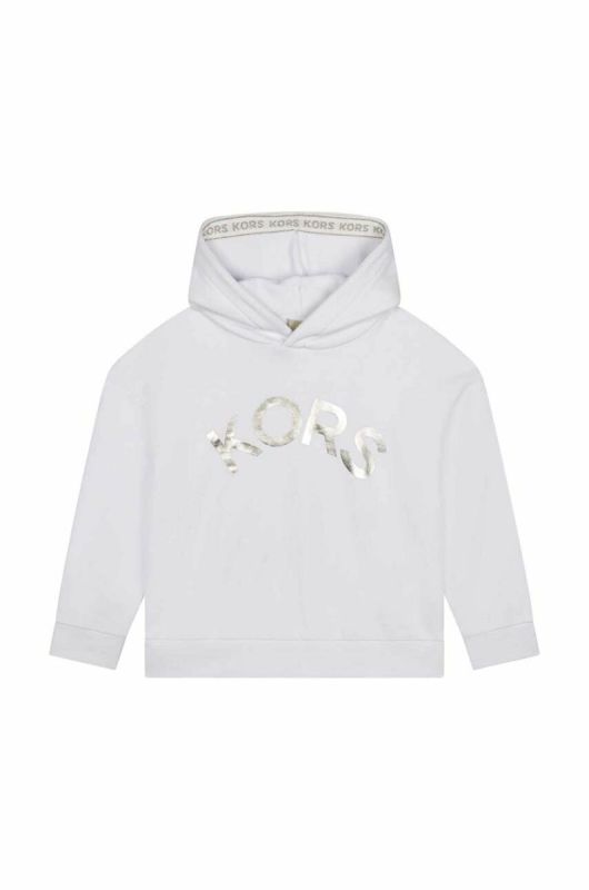 Дитяча кофта Michael Kors колір білий з капюшоном з принтом фото 2