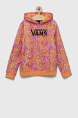 Дитяча бавовняна кофта Vans ROSE CAMO PRINT HOODIE CYCLAMEN колір помаранчевий з капюшоном візерунок