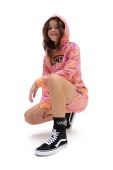 Дитяча бавовняна кофта Vans ROSE CAMO PRINT HOODIE CYCLAMEN колір помаранчевий з капюшоном візерунок