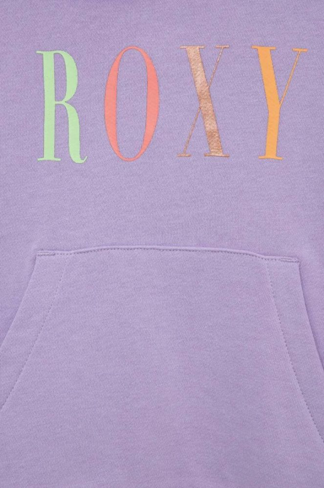 Дитяча кофта Roxy колір фіолетовий з капюшоном з принтом фото 3