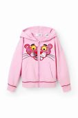 Дитяча бавовняна кофта Desigual Pink Panther колір рожевий з капюшоном з аплікацією