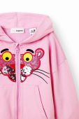 Дитяча бавовняна кофта Desigual Pink Panther колір рожевий з капюшоном з аплікацією