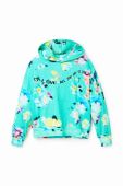 Дитяча бавовняна кофта Desigual колір бірюзовий з капюшоном візерунок