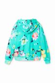 Дитяча бавовняна кофта Desigual колір бірюзовий з капюшоном візерунок