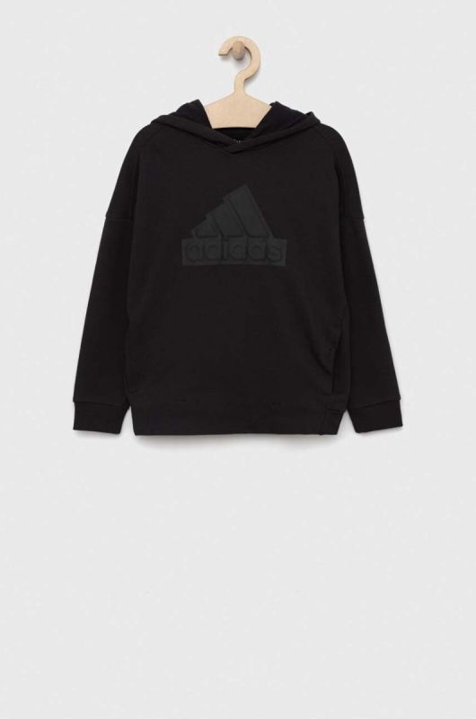 Дитяча кофта adidas U FI LOGO колір чорний з капюшоном з аплікацією фото 2