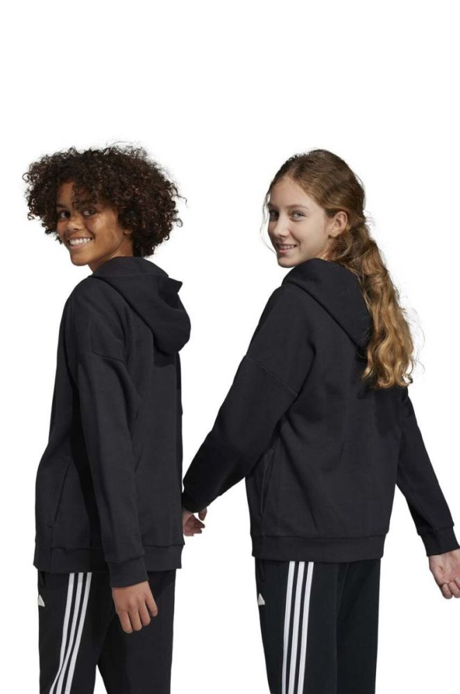 Дитяча кофта adidas U FI LOGO колір чорний з капюшоном з аплікацією фото 5