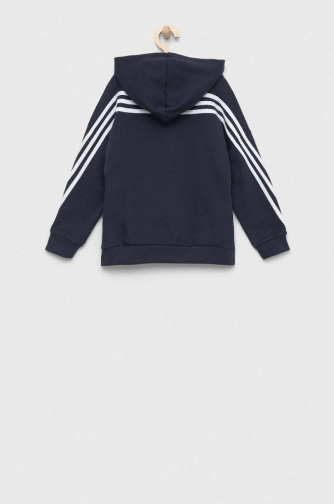 Дитяча кофта adidas U FI 3S FZ колір синій з капюшоном з аплікацією (3050411) фото 3