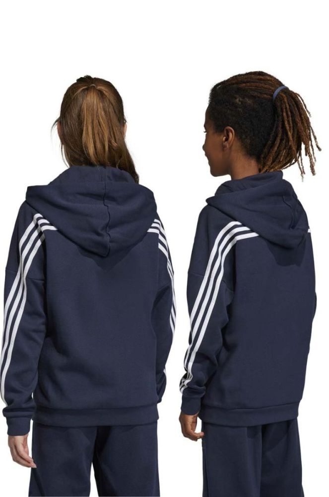 Дитяча кофта adidas U FI 3S FZ колір синій з капюшоном з аплікацією (3050411) фото 5
