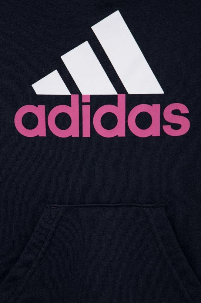 Дитяча кофта adidas U BL 2 HOODIE колір синій з капюшоном з принтом фото 3