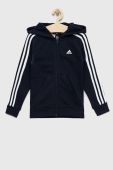 Дитяча кофта adidas U 3S FL FZ колір синій з капюшоном однотонна