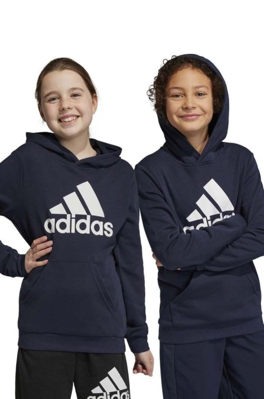 Дитяча кофта adidas U BL з капюшоном з принтом колір блакитний