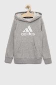 Дитяча кофта adidas U BL колір сірий з капюшоном з принтом