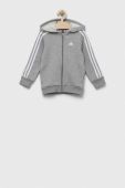 Дитяча кофта adidas LK 3S FL FZ колір сірий з капюшоном меланж