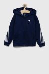 Дитяча кофта adidas U FI 3S FZ колір синій з капюшоном з аплікацією (3217912)