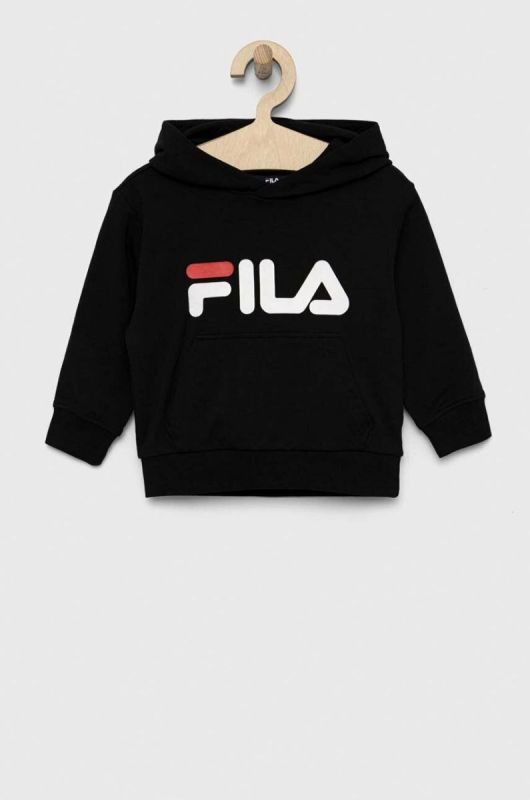 Дитяча кофта Fila колір чорний з капюшоном з принтом (3022126)