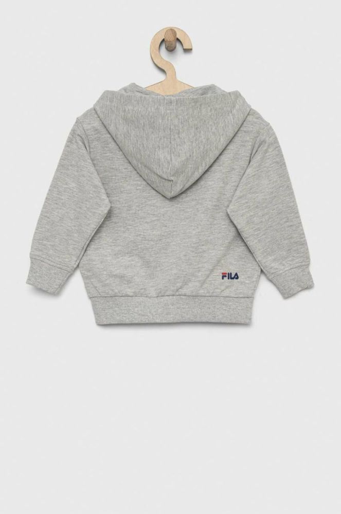 Дитяча кофта Fila колір сірий з капюшоном з принтом фото 2
