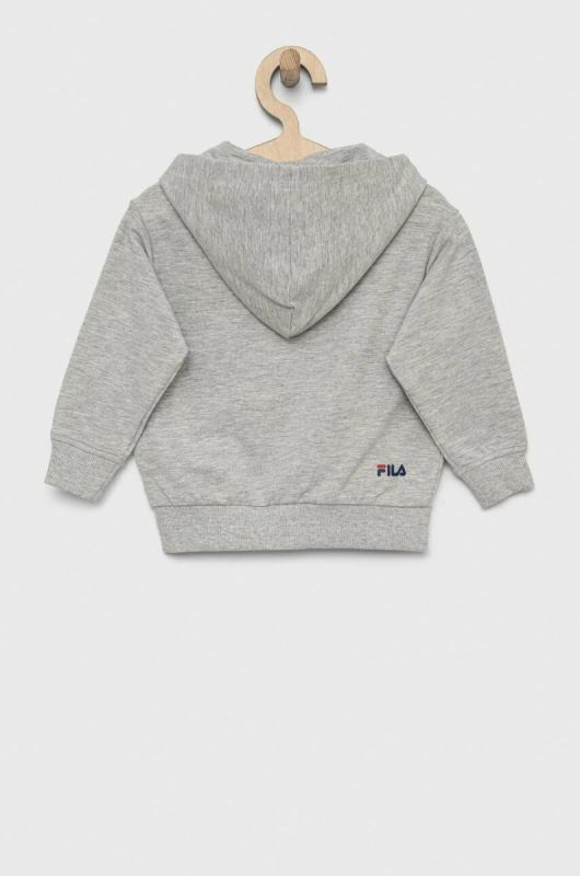 Дитяча кофта Fila колір сірий з капюшоном з принтом фото 2