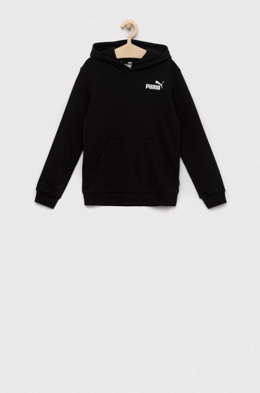 Дитяча кофта Puma ESS Small Logo Hoodie TR B колір чорний з капюшоном з принтом