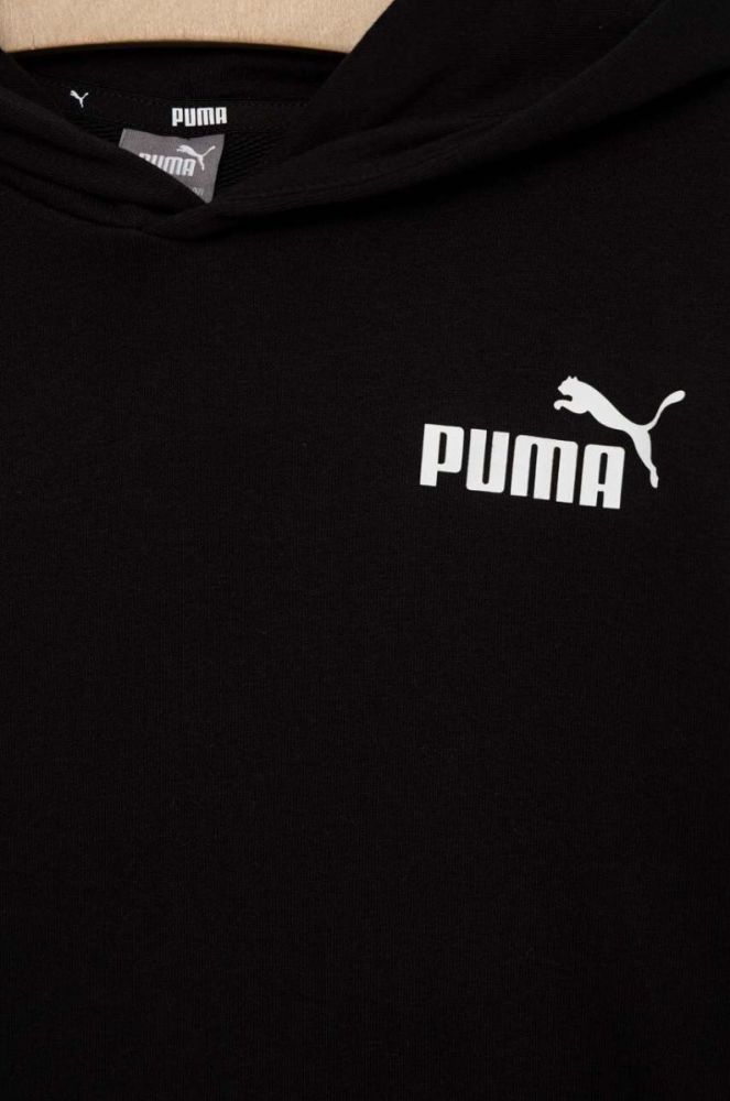 Дитяча кофта Puma ESS Small Logo Hoodie TR B колір чорний з капюшоном з принтом фото 3