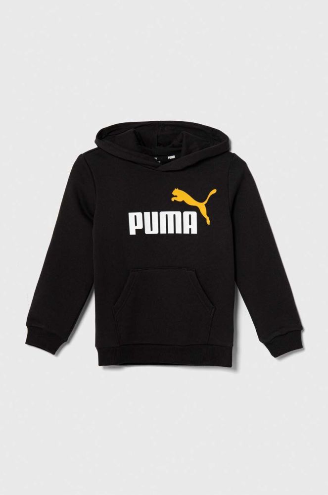 Дитяча кофта Puma ESS+ 2 Col Big Logo Hoodie FL B колір чорний з капюшоном з принтом (3537063)