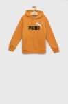 Дитяча кофта Puma ESS+ 2 Col Big Logo Hoodie FL B колір жовтий з капюшоном з принтом