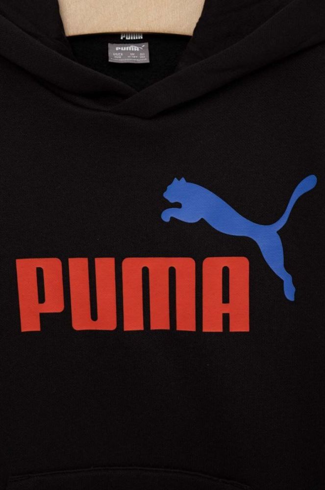 Дитяча кофта Puma ESS+ 2 Col Big Logo Hoodie FL B колір чорний з капюшоном з принтом (3033198) фото 3