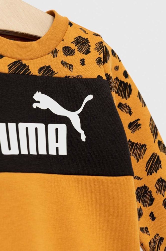 Дитяча кофта Puma ESS+ MATES Crew колір жовтий візерунок фото 3