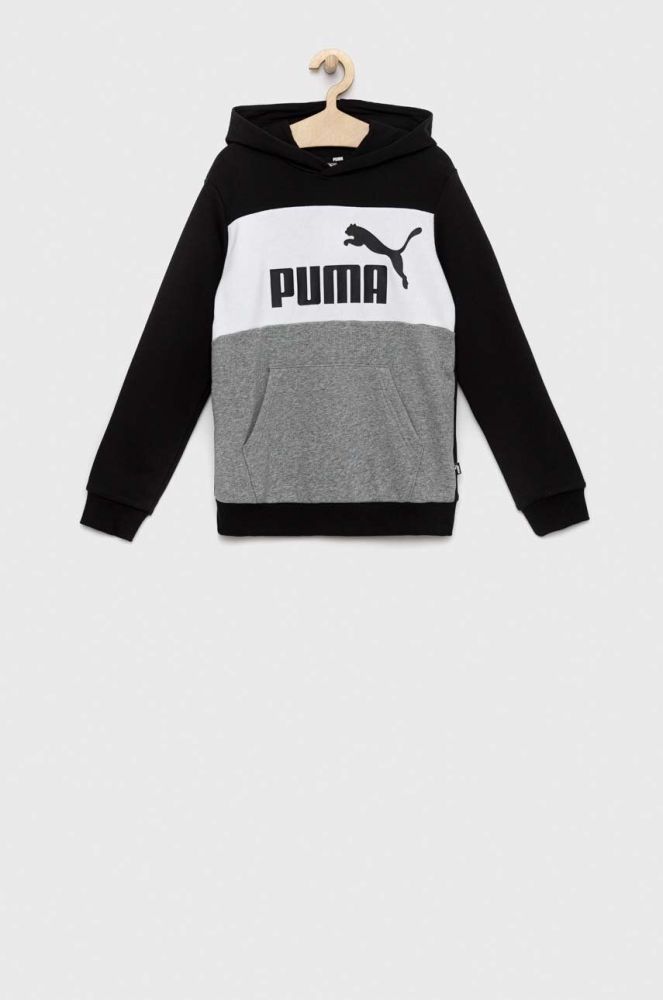 Дитяча кофта Puma ESS Colorblock Hoodie TR B колір чорний з капюшоном візерунок (3032790)