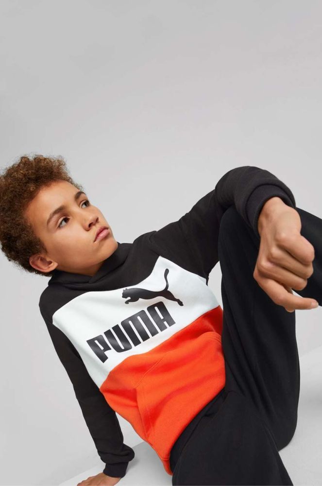 Дитяча кофта Puma ESS Colorblock Hoodie TR B колір чорний з капюшоном візерунок (3038148)