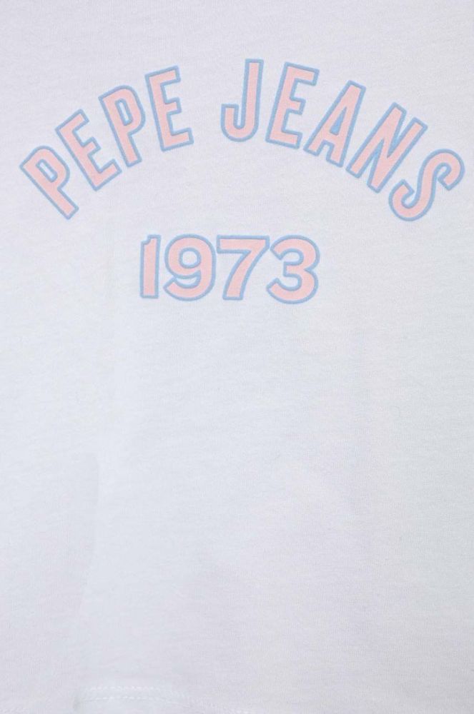 Дитячий бавовняний лонгслів Pepe Jeans Paullete колір білий з принтом фото 3