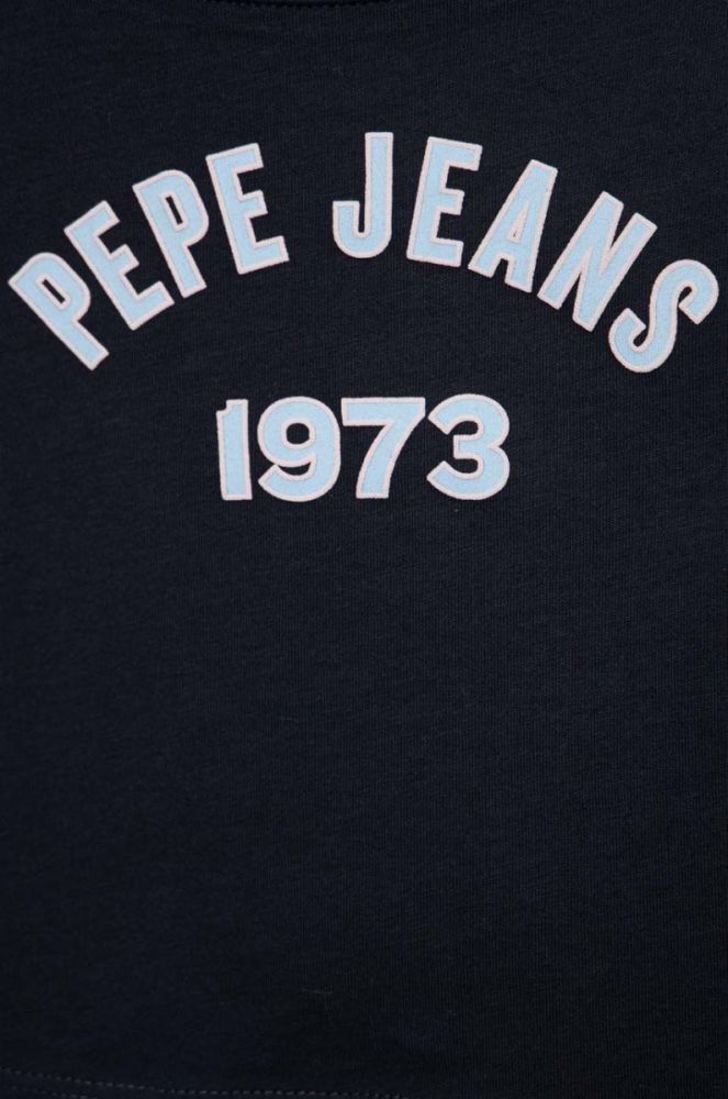 Дитячий бавовняний лонгслів Pepe Jeans Paullete колір синій з принтом фото 3