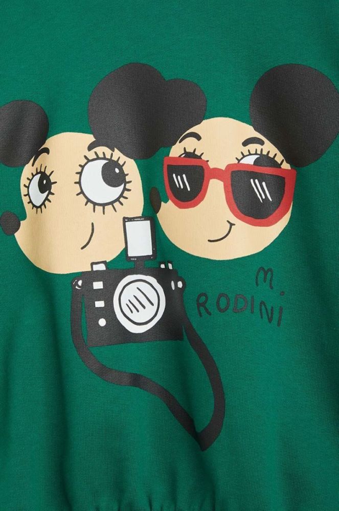 Дитяча бавовняна кофта Mini Rodini колір зелений з принтом (3116261) фото 4