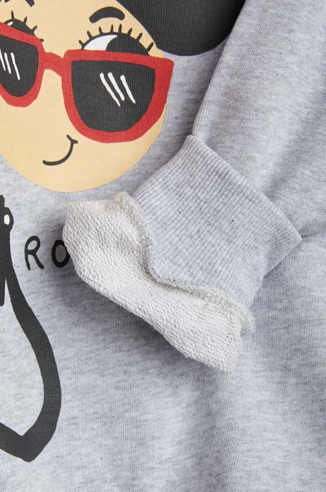 Дитяча бавовняна кофта Mini Rodini колір сірий з принтом (3116268) фото 4