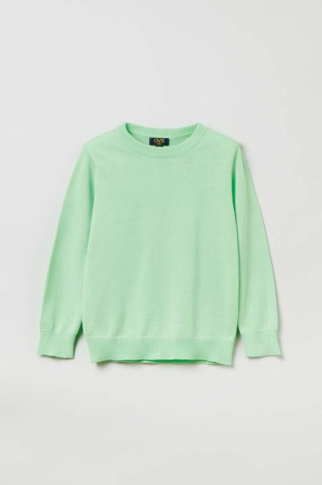 Дитяча бавовняна кофта OVS колір зелений однотонна