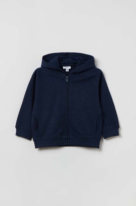 Бавовняна кофта для немовлят OVS з капюшоном однотонна колір блакитний Бавовняна кофта для немовлят OVS з капюшоном однотонна колір блакитний