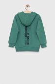 Дитяча бавовняна кофта United Colors of Benetton колір зелений з капюшоном з принтом (3063840)