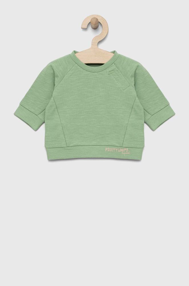 Бавовняна кофта для немовлят United Colors of Benetton колір зелений з принтом (3144175)