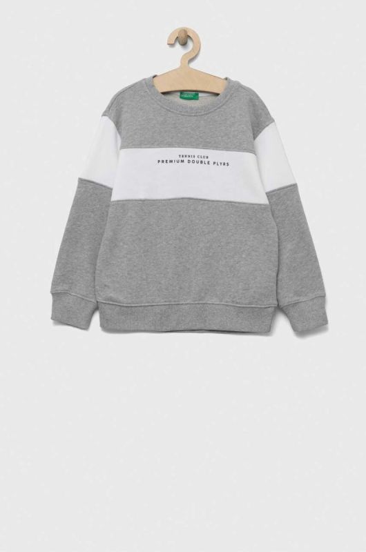 Дитяча бавовняна кофта United Colors of Benetton колір сірий візерунок (3237996)