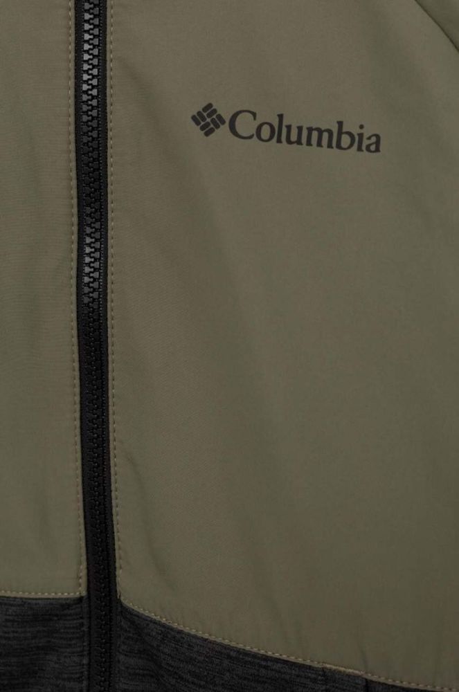 Дитяча кофта Columbia Out-Shield Dry Fleece Full Zip колір зелений з капюшоном візерунок Stone Green, Bl фото 3
