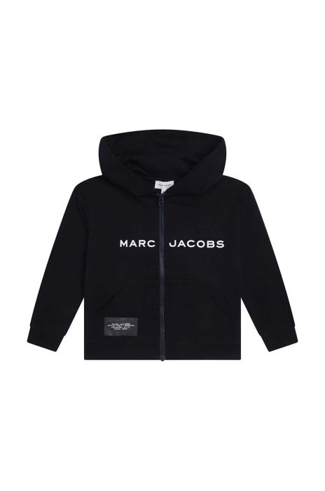 Дитяча бавовняна кофта Marc Jacobs колір синій з капюшоном з принтом