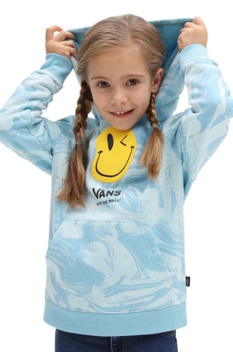 Дитяча кофта Vans MARBLE PO BLUE GLOW з капюшоном візерунок колір блакитний (3215337)