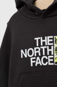 Дитяча кофта The North Face колір сірий з капюшоном з принтом